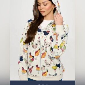 SM Wardrobe Multicolor Bird Print Hoodie